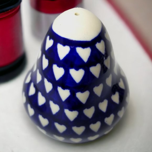 Cobalt Blue 3-Pcs Salt and Pepper Set Love Is All Around by Polish Pottery - Picture 6 of 11